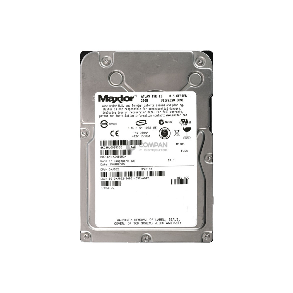 XJ652 DELL HARD DRIVE 36GB 15K U320 3.5 SCSI